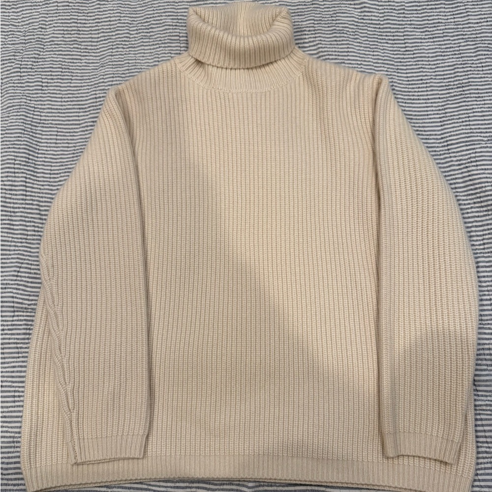 Jenni Kayne Beige Turtleneck Sweater - 100% Cashmere